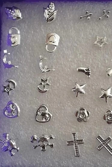 Lote de 18 pares de Aretes para niños, plateados, chapados en plata – photo 4
